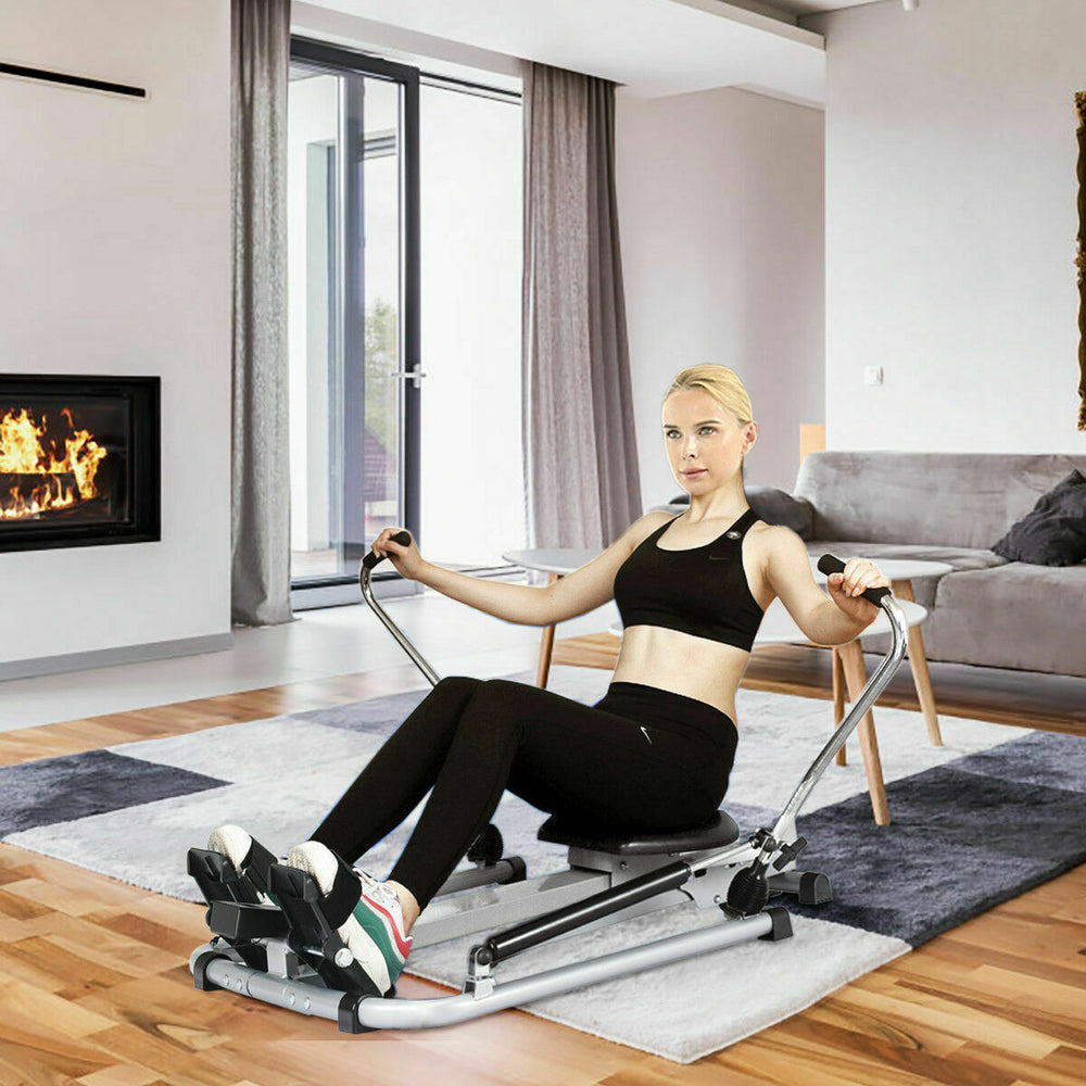 Fitness Home Gym Rowing Machine Rower w/Adjustable Double Hydraulic Resistance Image 2