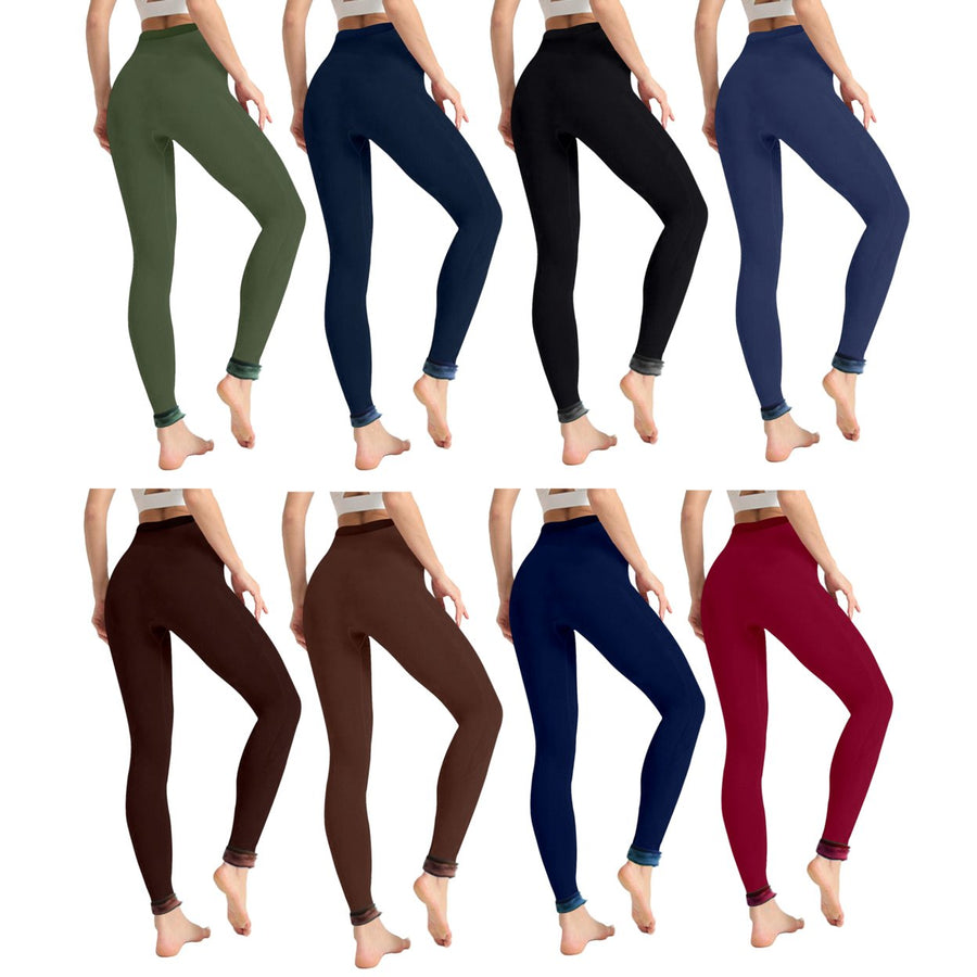 4-Pack: Womens Winter Warm Thick faux Lined Thermal Leggings (S-2XL) Image 1