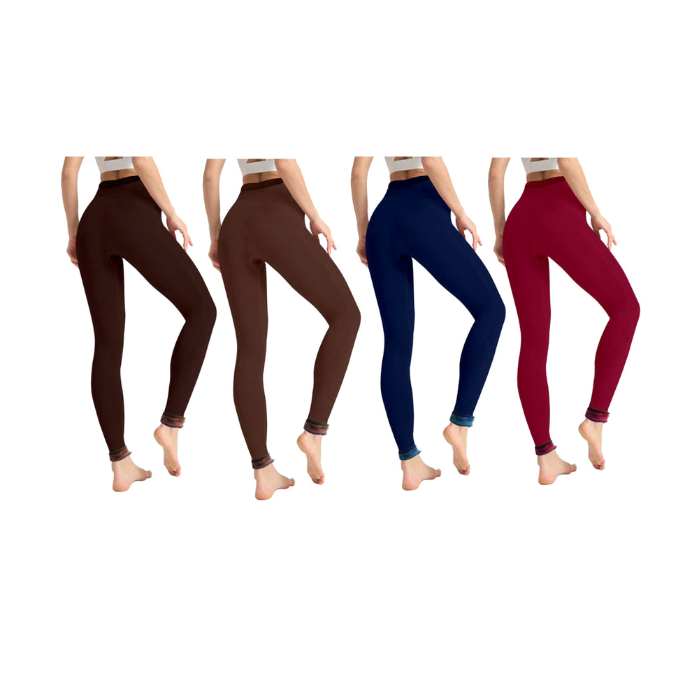4-Pack: Womens Winter Warm Thick faux Lined Thermal Leggings (S-2XL) Image 2