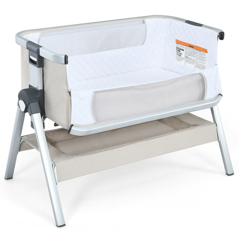 Baby Bassinet Bedside Sleeper w/Storage Basket and Wheel for Newborn Image 2