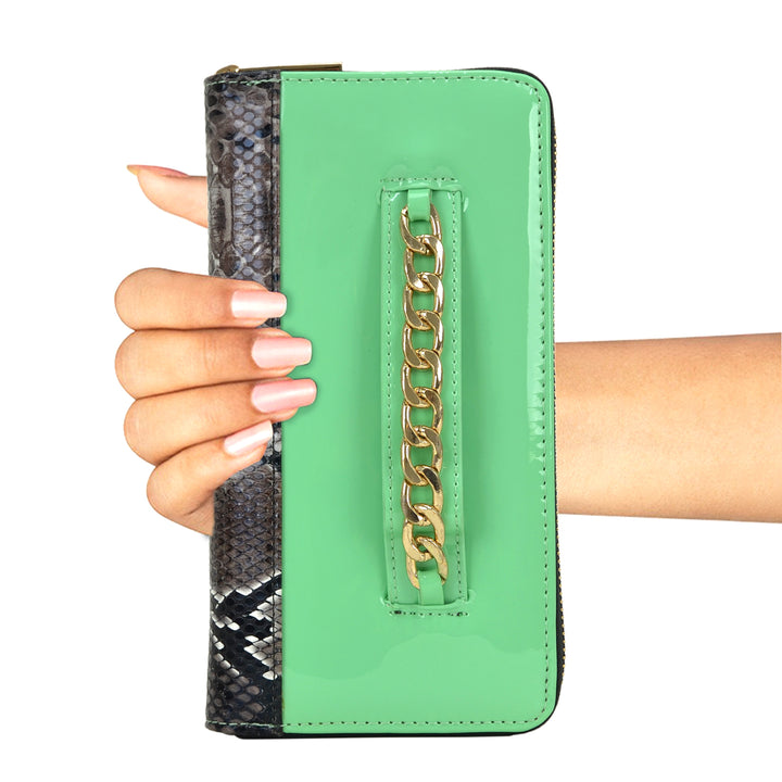 Womens Wallet RFID Blocking Leather Zip Around Long Purse Credit Card Clutch Wristlet Image 6