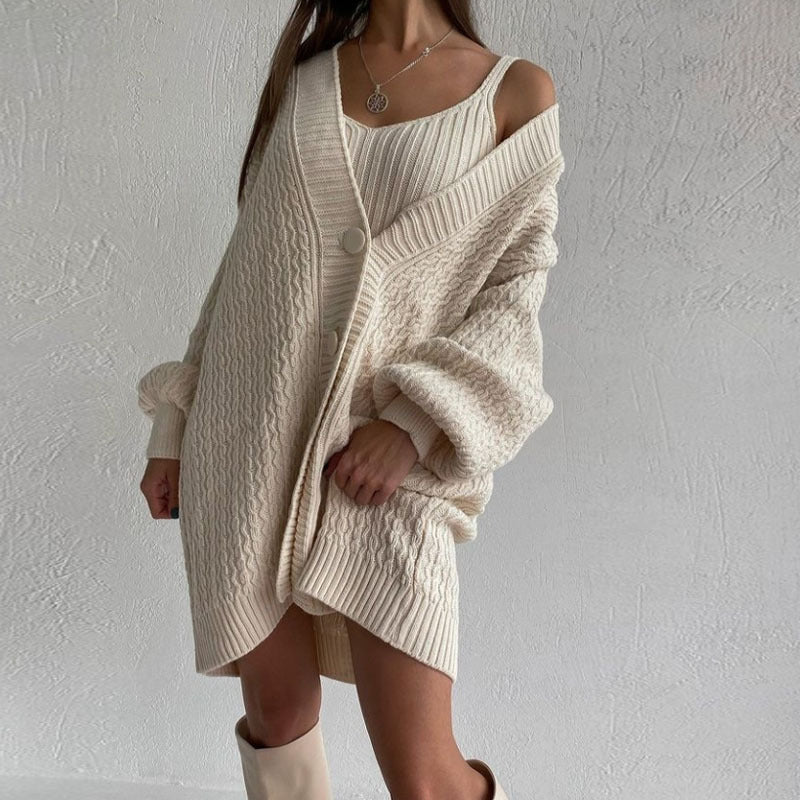 V-neck Sweater Dress With Suspenders Image 2