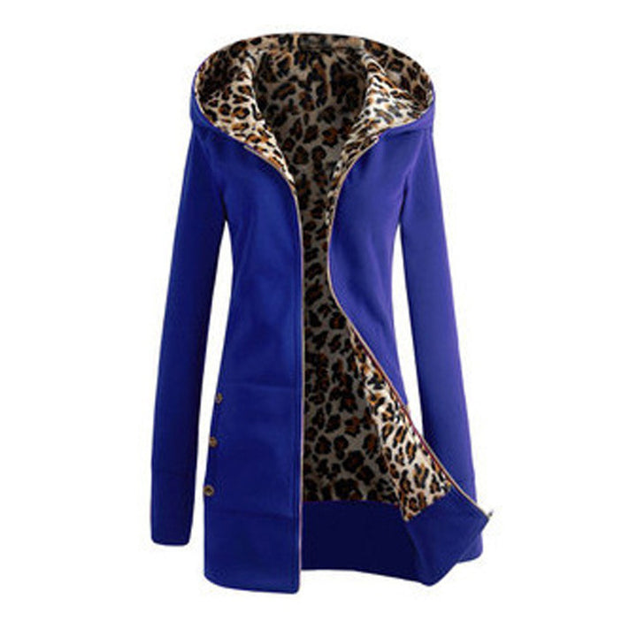 Hooded Leopard Print Sweater Women Plus Velvet Jacket Image 7