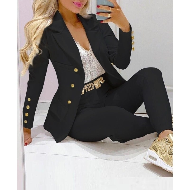 Ladies Small Suit High-waist Trousers Casual Suit Image 1