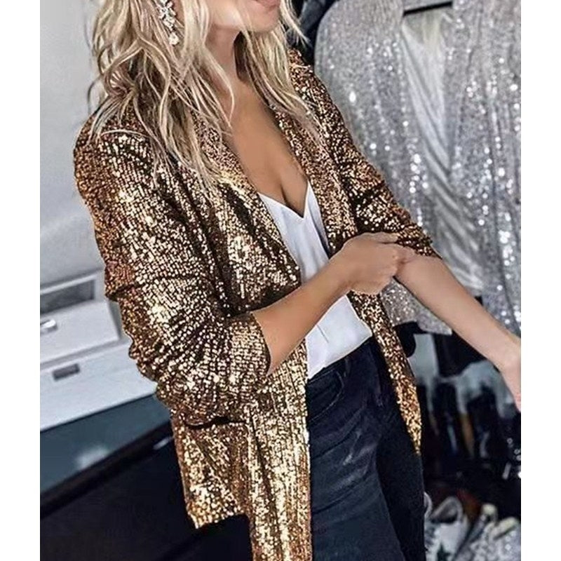 Sequined Long-sleeved Temperament Small Suit Image 1