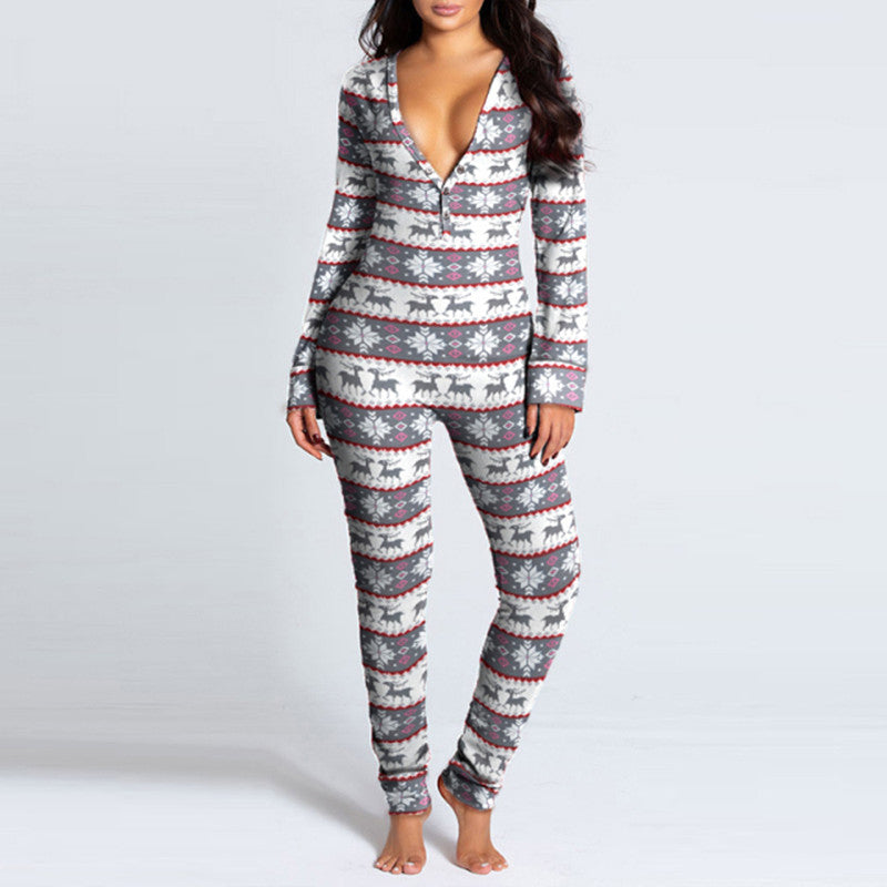 Christmas Long-sleeved Home Service Jumpsuit Image 3