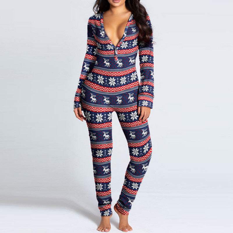 Christmas Long-sleeved Home Service Jumpsuit Image 4