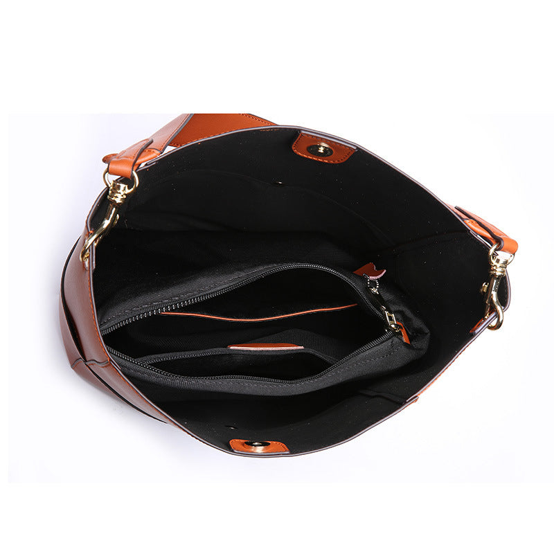 Womens Leather Designer Handbags Tote Purses Shoulder Bucket Bags Image 3