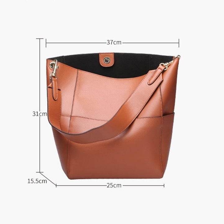 Womens Leather Designer Handbags Tote Purses Shoulder Bucket Bags Image 4