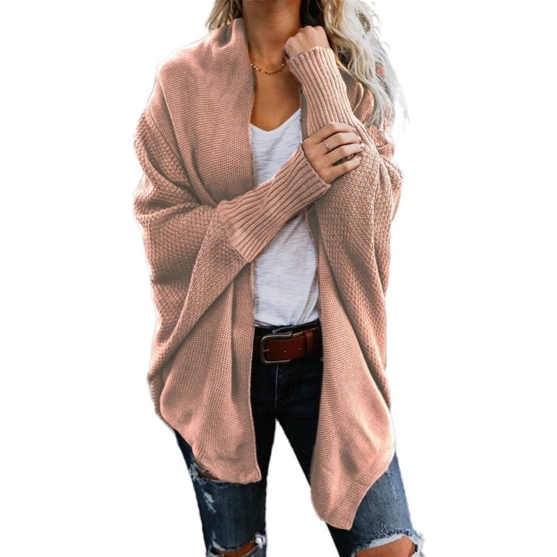 Womens Kimono Batwing Cable Knitted Slouchy Oversized Wrap Cardigan Image 2