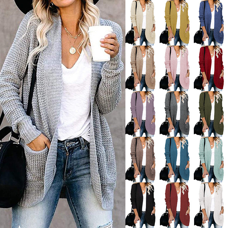 Womens Long Sleeve Open Front Cardigans Chunky Knit Draped Sweaters Outwear Image 1