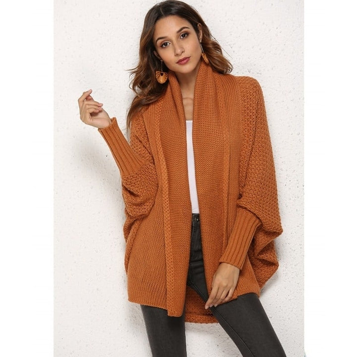 Womens Kimono Batwing Cable Knitted Slouchy Oversized Wrap Cardigan Image 7