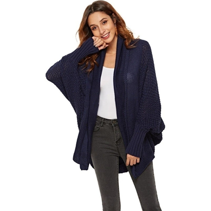 Womens Kimono Batwing Cable Knitted Slouchy Oversized Wrap Cardigan Image 8