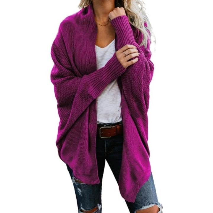 Womens Kimono Batwing Cable Knitted Slouchy Oversized Wrap Cardigan Image 9
