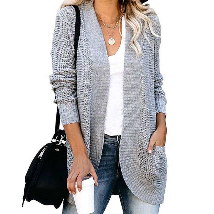 Womens Long Sleeve Open Front Cardigans Chunky Knit Draped Sweaters Outwear Image 8