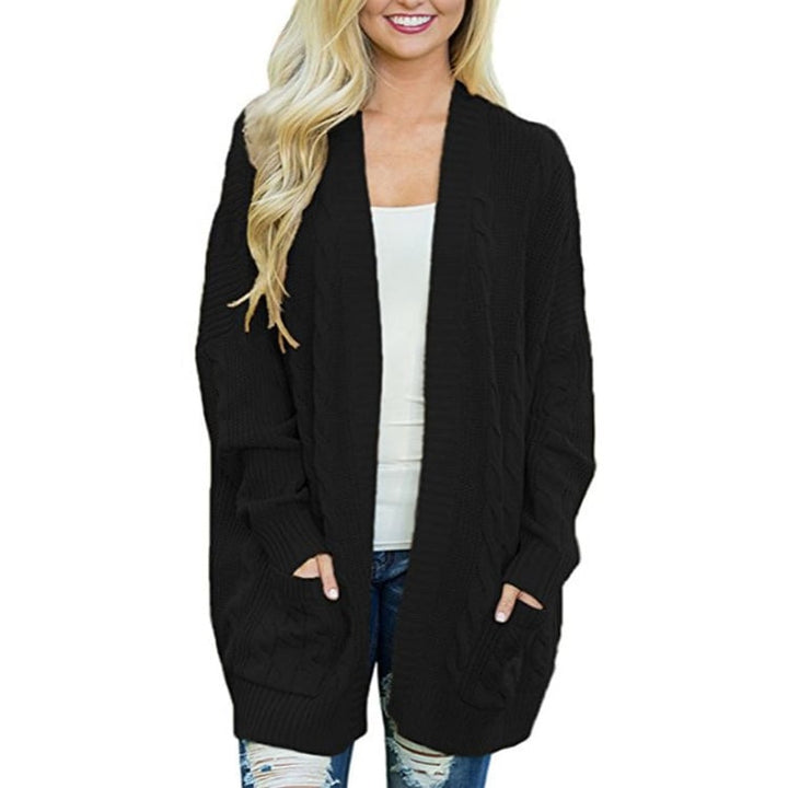 Womens Fashion Open Front Long Sleeve Cardigans Sweaters Coats with Pockets Image 4