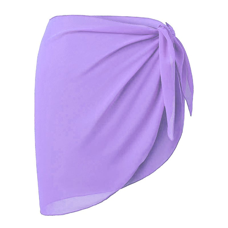 Women Short Sarongs Beach Wrap Sheer Bikini Wraps Chiffon Cover Image 1