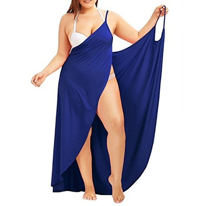 Plus Size Cover Up Beach Backless Wrap Long Dress Image 6