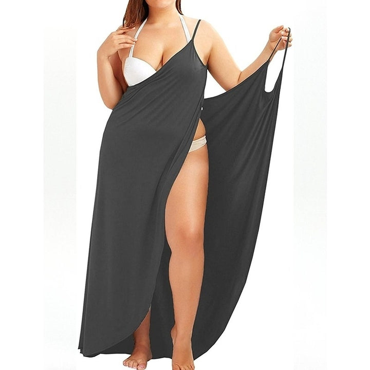 Plus Size Cover Up Beach Backless Wrap Long Dress Image 7