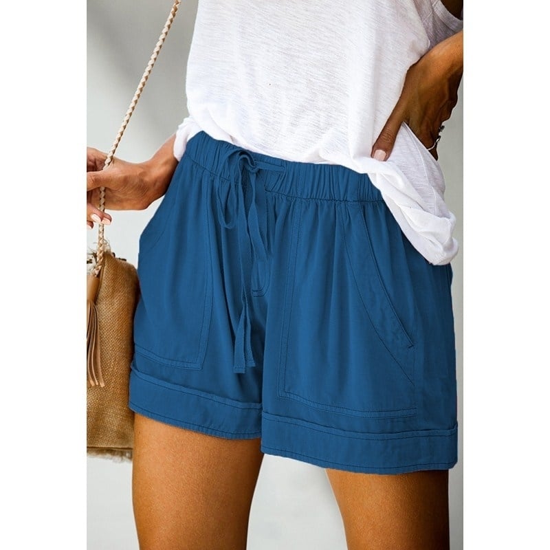 Womens Casual Drawstring Pocketed Shorts Summer Loose Athletic Comfy Short Pants Image 1
