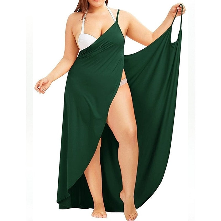 Plus Size Cover Up Beach Backless Wrap Long Dress Image 9