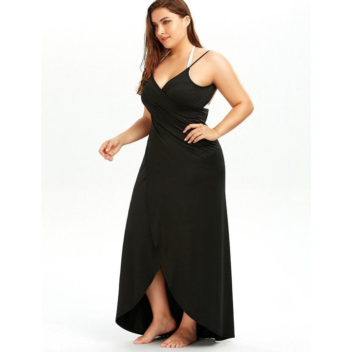 Plus Size Cover Up Beach Backless Wrap Long Dress Image 11