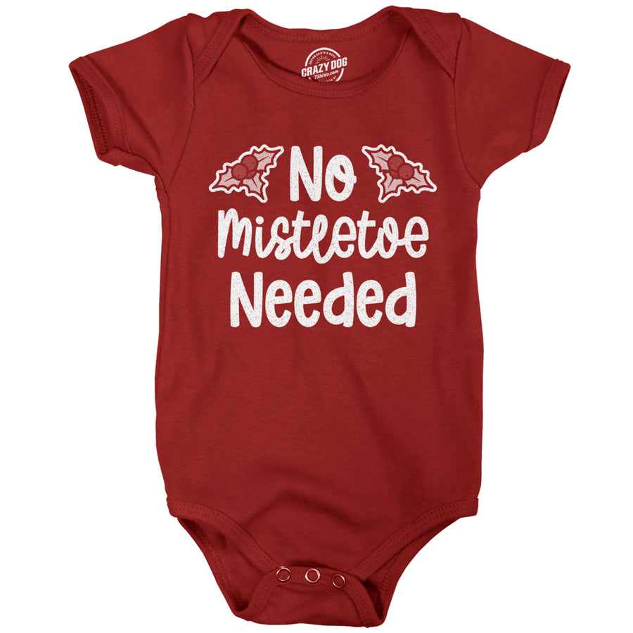 Baby Bodysuit No Mistletoe Needed Funny Christmas Kiss Graphic Novelty Jumper For Infants Image 1