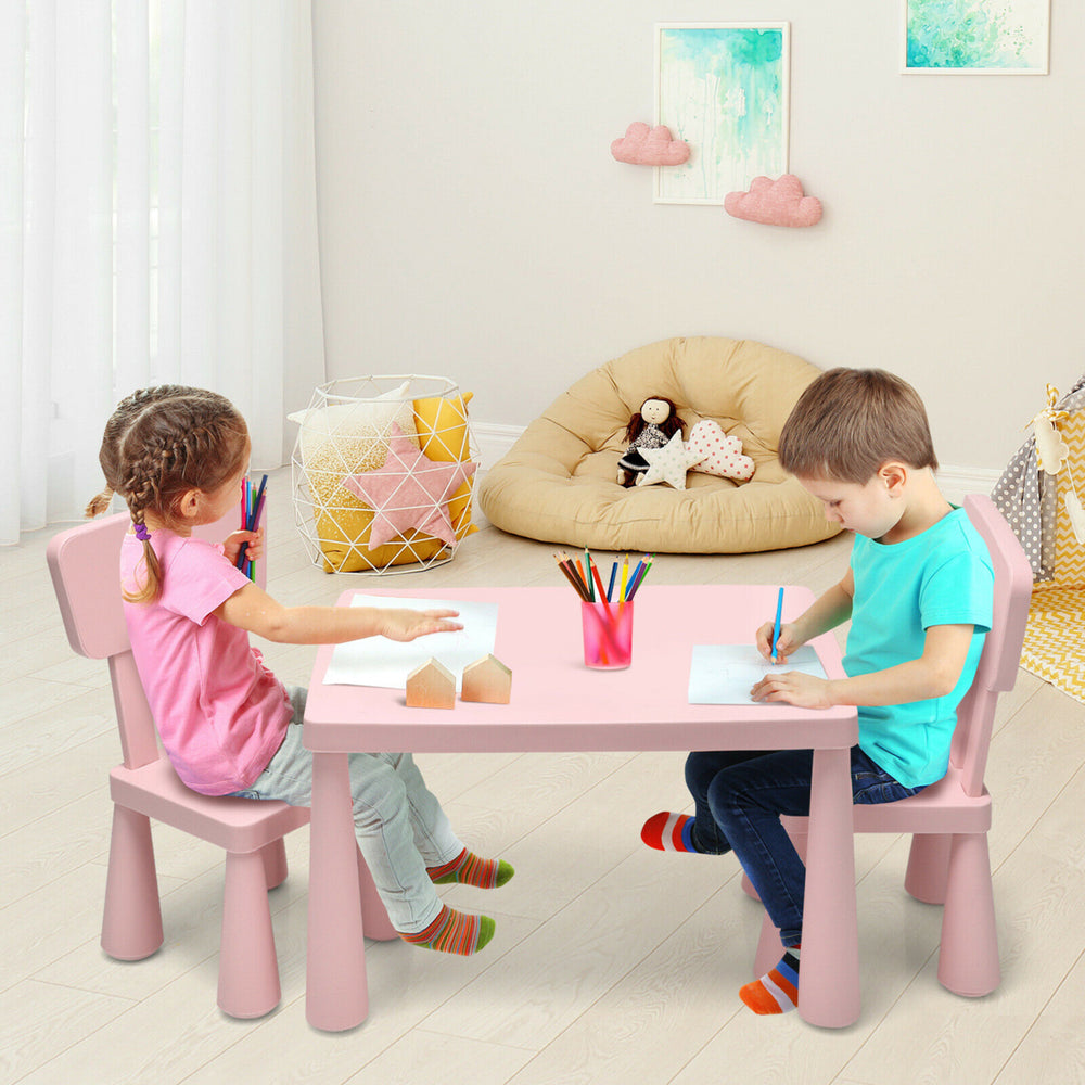 Gymax Kids Table and 2 Chairs Set Toddler Activity Play Dining Study Desk Baby Gift Image 2
