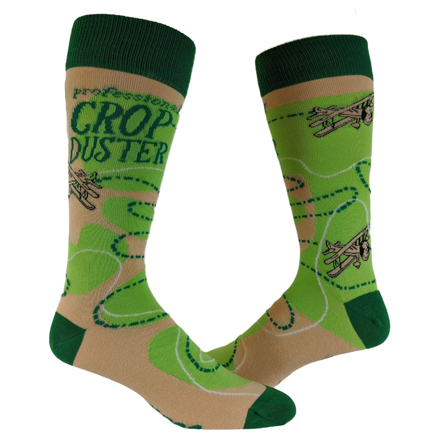 Mens Crop Duster Socks Funny Farting Bathroom Humor Airplane Graphic Novelty Footwear Image 1