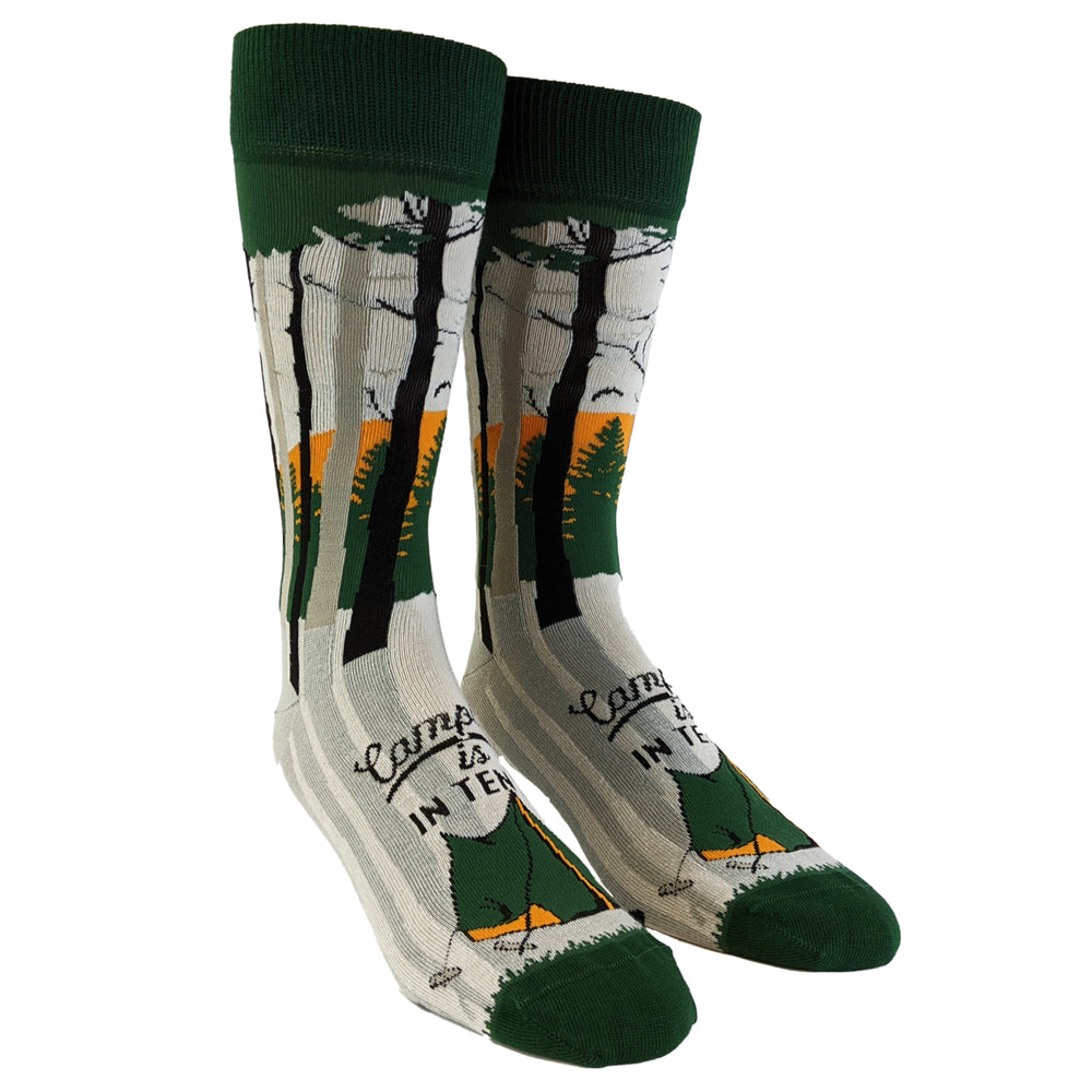 Mens Camping is In Tents Socks Funny Intense Outdoor Adventure Novelty Footwear Image 2