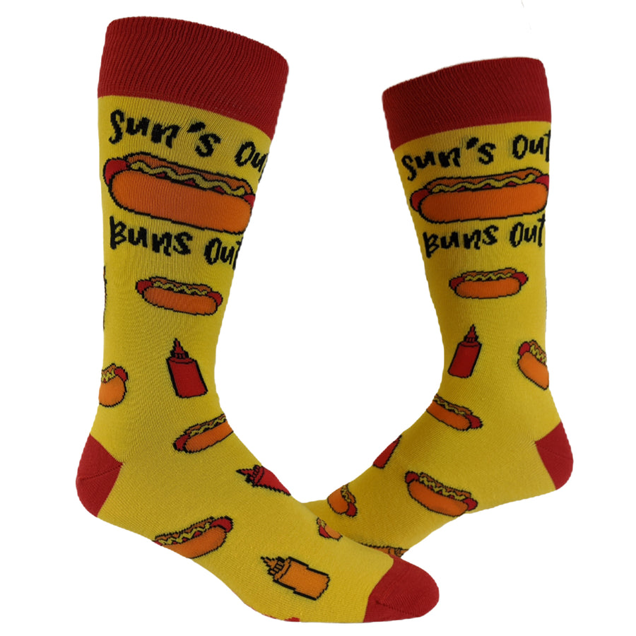 Mens Suns Out Buns Out Socks Funny Backyard Cookout Bar-b-que Summer Graphic Novelty Fotowear Image 1