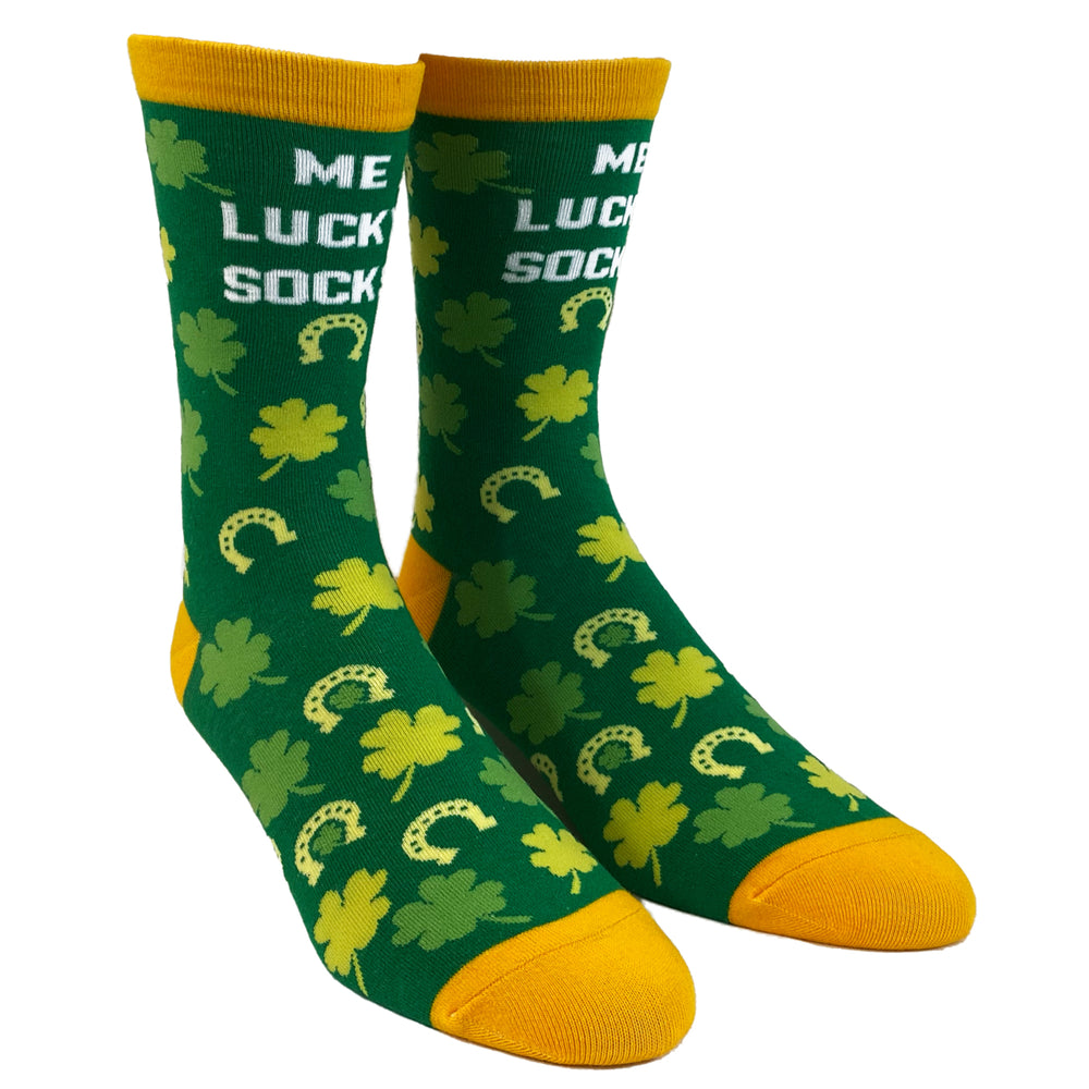 Mens Me Lucky Socks Socks Funny Shamrock St Patricks Day Parade Irish Graphic Novelty Footwear Image 2