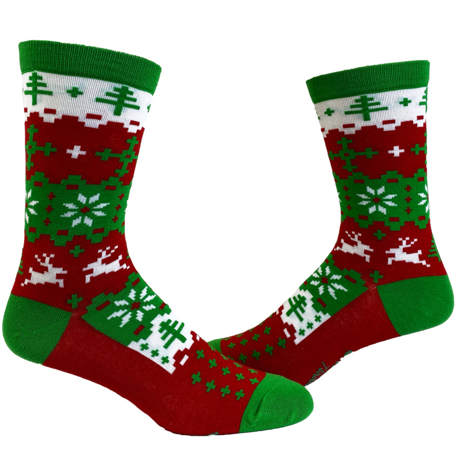 Mens Ugly Christmas Sweater Socks Funny Festive Holiday Xmas Party Novelty Footwear Image 1