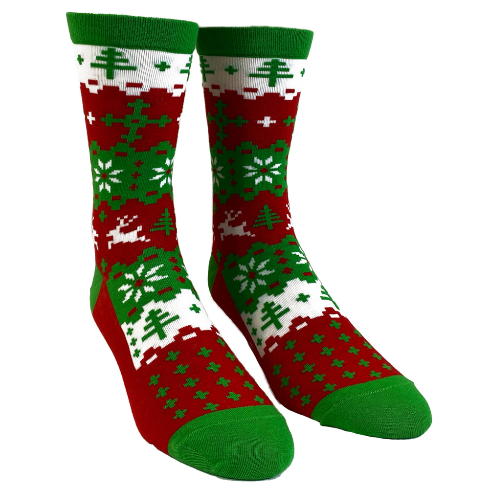 Mens Ugly Christmas Sweater Socks Funny Festive Holiday Xmas Party Novelty Footwear Image 2
