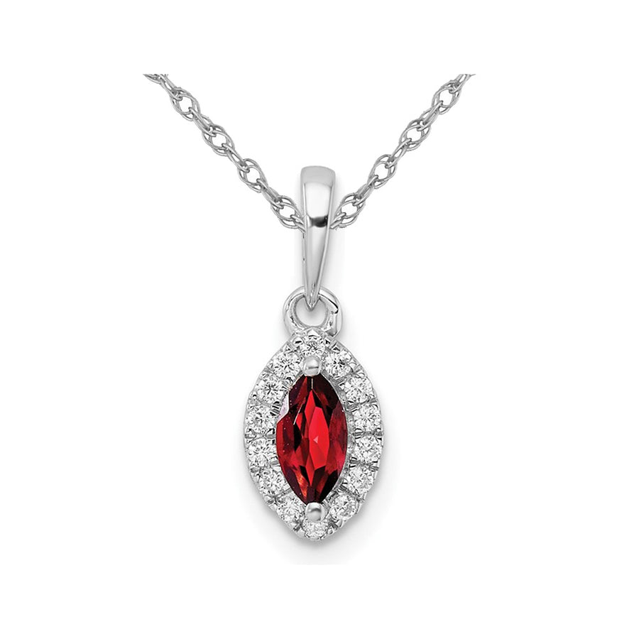 1/4 Carat (ctw) Garnet Pendant Necklace in 14K White Gold with Lab-Grown Diamonds Image 1