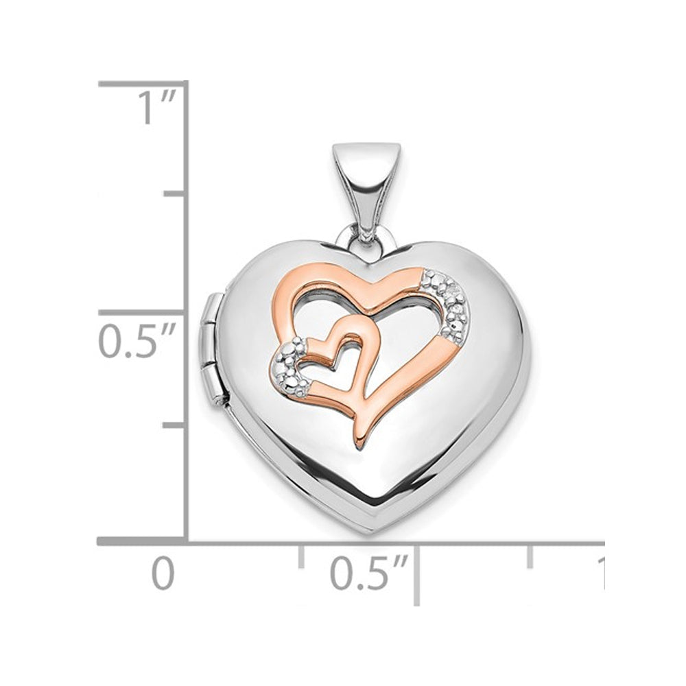 Heart Locket Pendant Necklace in Sterling Silver with Chain Image 2