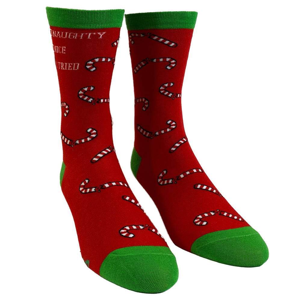 Mens Naughty Nice I Tried Socks Funny Christmas List Good Bad Graphic Footwear Image 2