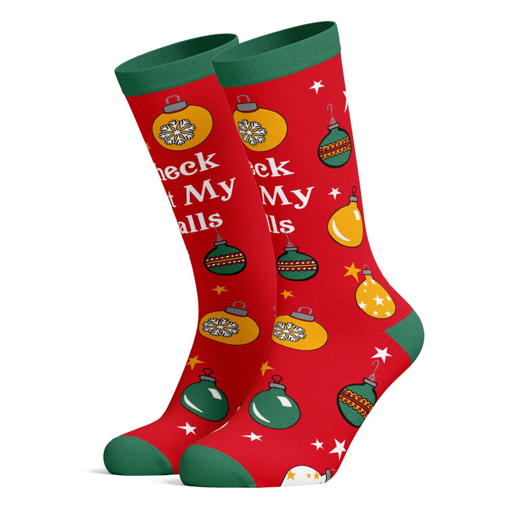Mens Check Out My Balls Socks Funny Christmas Tree Ornaments Graphic Novelty Footwear Image 2