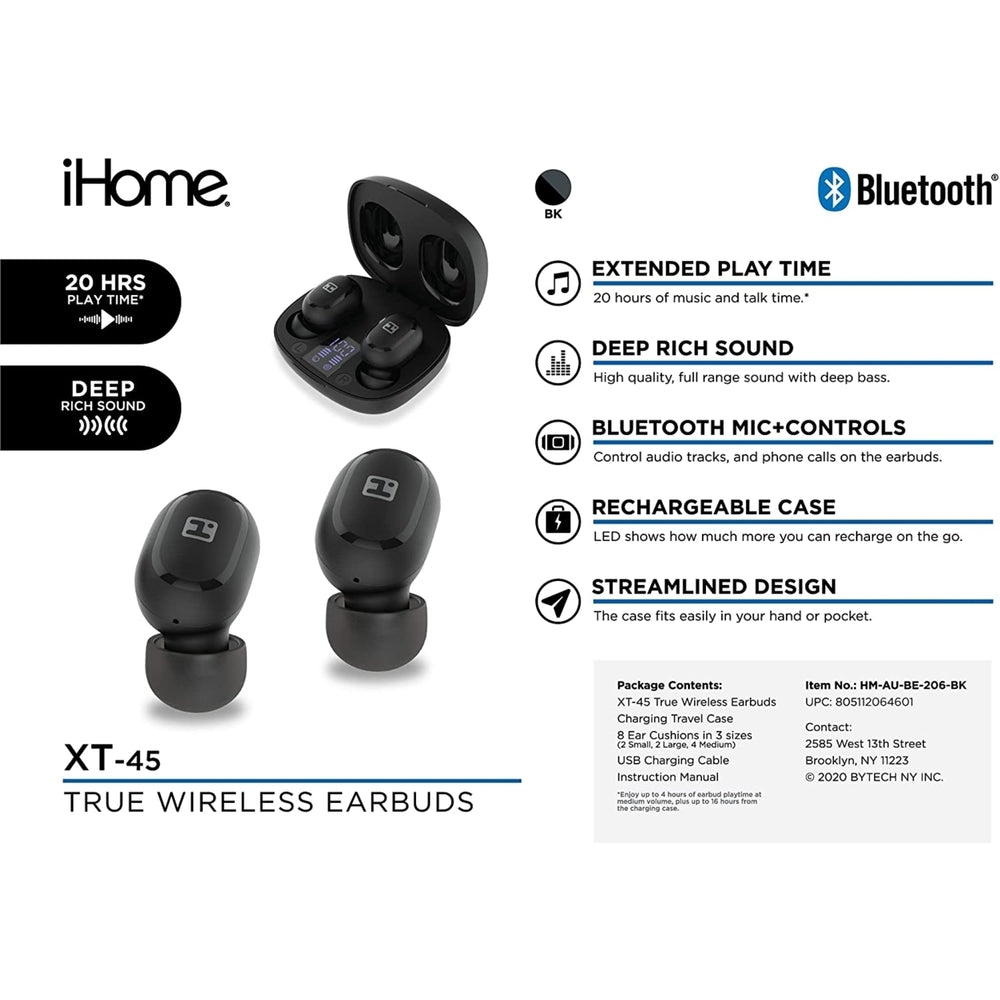 XT-45 Bluetooth Stereo Weather-Proof Earphones with Charging Case and USB Charging Cable (BE-206) Image 2