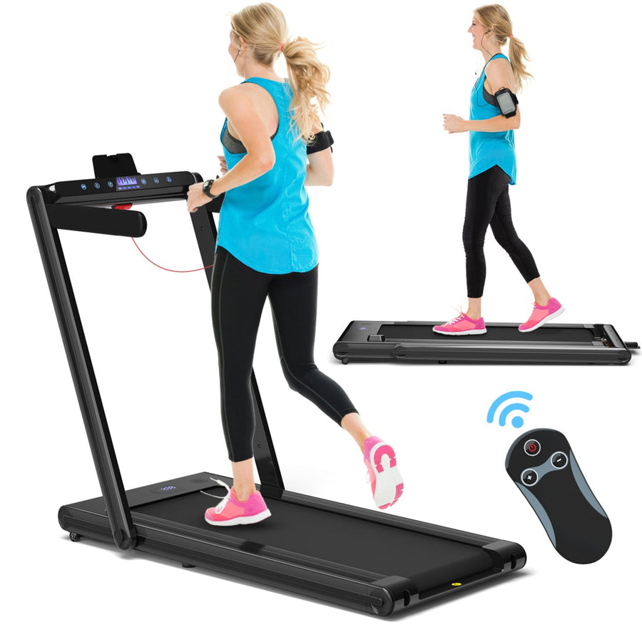 2.25HP Folding Treadmill 2-in-1 Walking Running Machine w/ APP and Remote Control Image 1