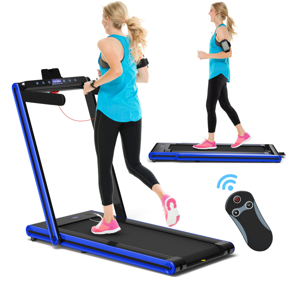 2.25HP Folding Treadmill 2-in-1 Walking Running Machine w/ APP and Remote Control Image 2