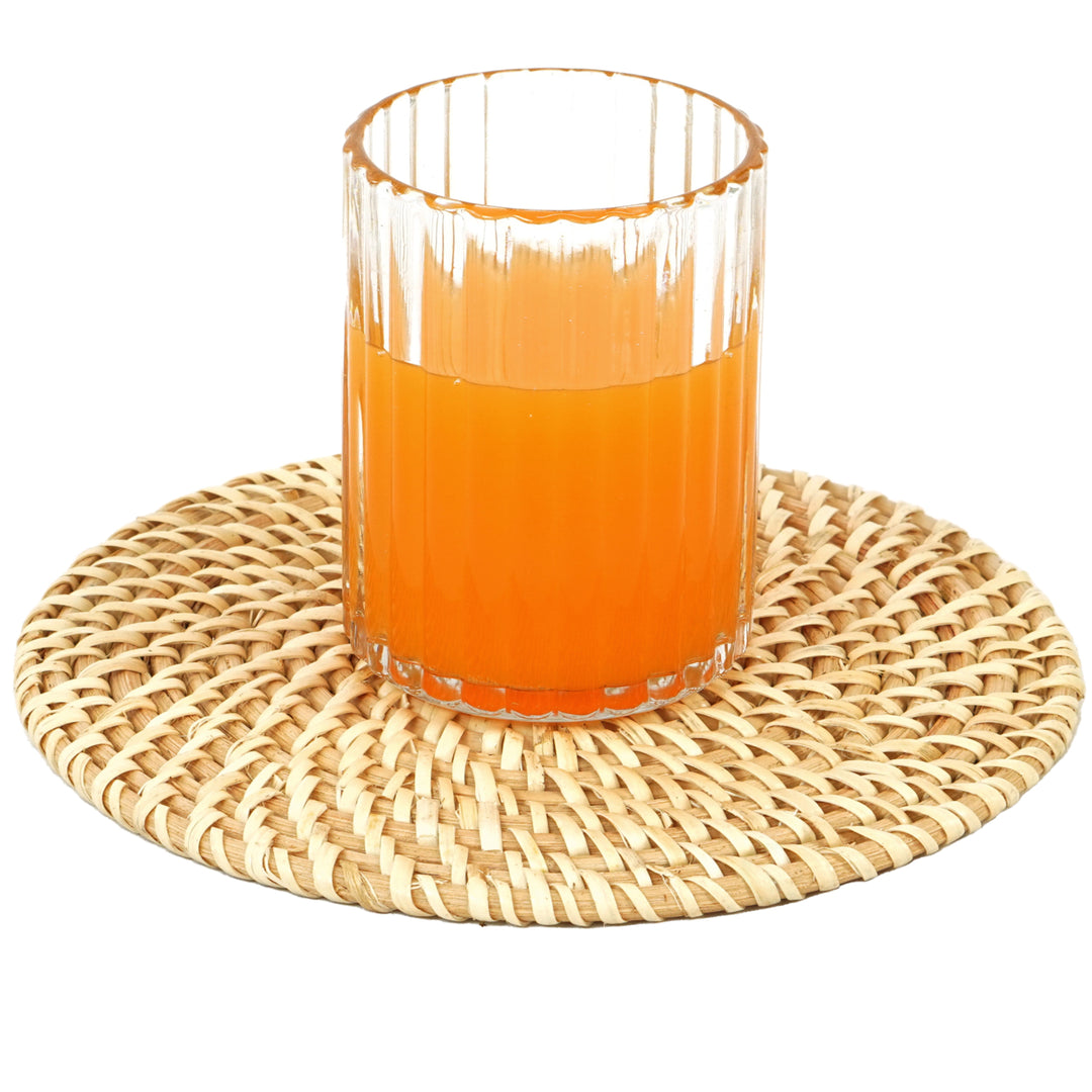 Set of 4 Decorative Round Natural Woven Handmade Rattan Placemats Image 3