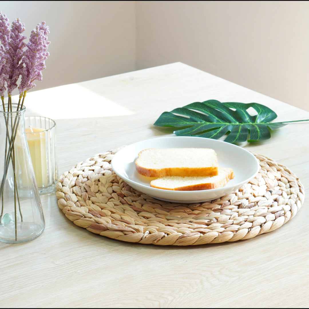 Set of 4 Decorative Round Natural Woven Handmade Water Hyacinth Placemats Image 7