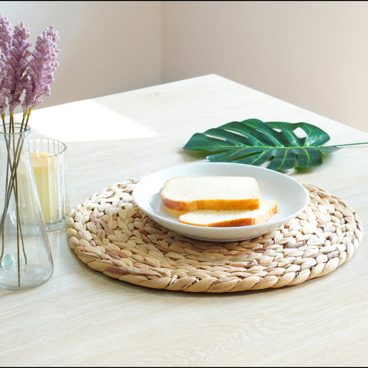 Set of 4 Decorative Round Natural Woven Handmade Water Hyacinth Placemats Image 7