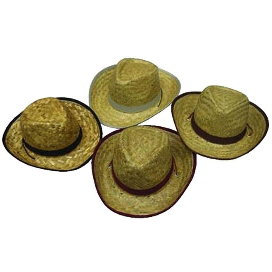 6 KIDS STRAW ZIG ZAG COWBOY HATS childrens 116 caps country western cowgirl hat Image 1