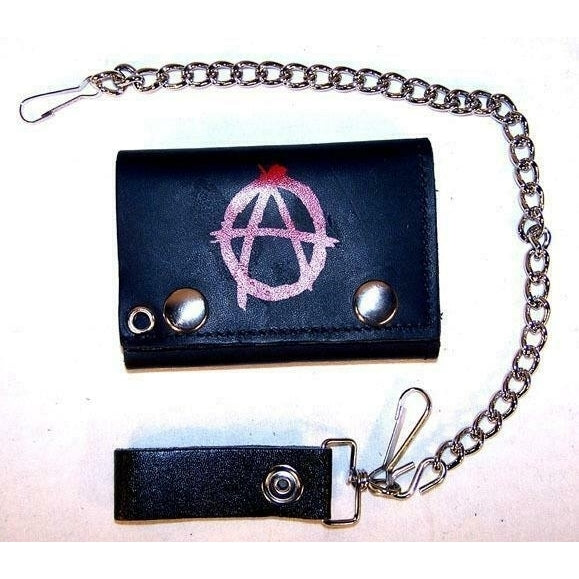 ANARCHY TRIFOLD MOTORCYCLE BIKER WALLET chain anarch mens leather tri-fold Image 1