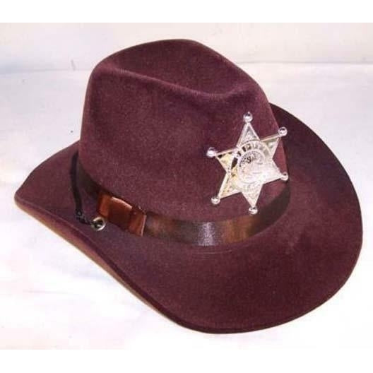 KIDS BROWN VELVET SHERIFF HAT W BADGE cowboy headwear CHILDRENS BOYS hats star Image 1