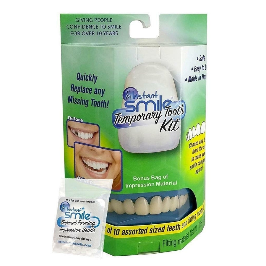 INSTANT SMILE TEETH REPLACEMENT KIT W 2 PKGS EX BEADS easy replace missing tooth Image 1