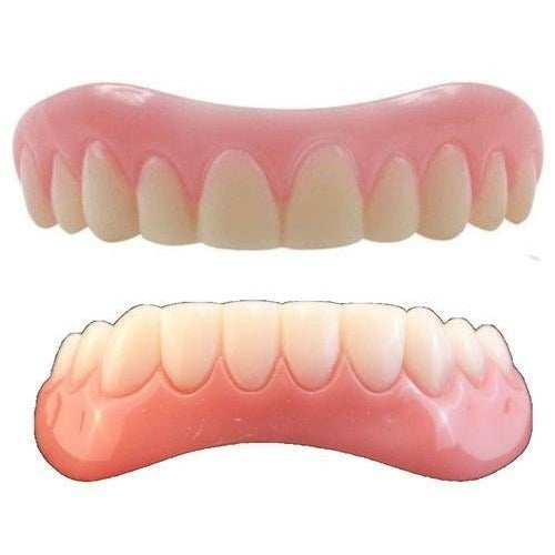 Instant Smile Teeth MEDIUM top and BOTTOM SET w 4 PKG EX BEADS Veneers Fake  Photo Image 1