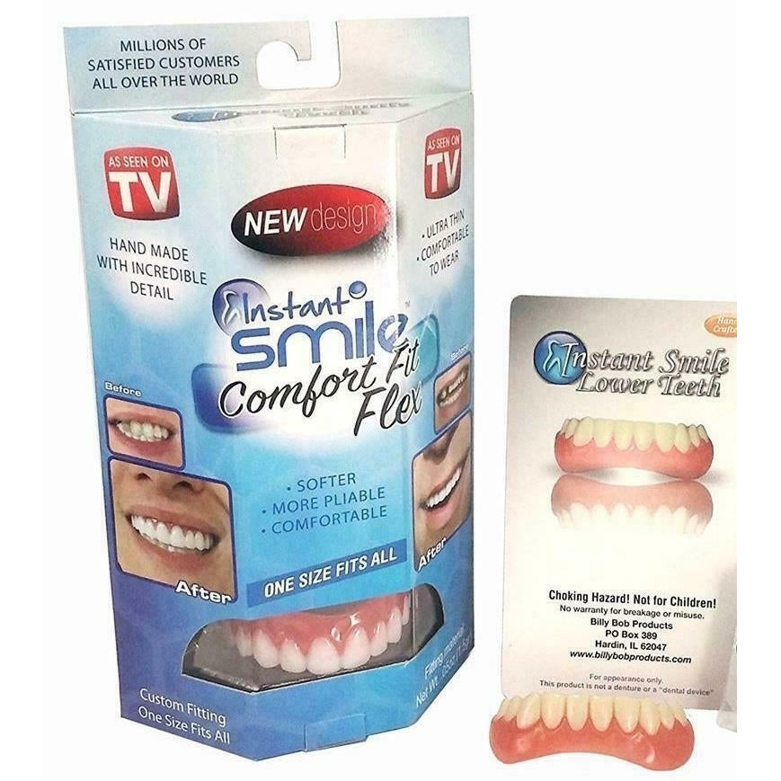SET FLEXIBLE ULTRA THIN PERFECT INSTANT SMILE TOP TEETH and BOTTOM and HARD CASE Image 1